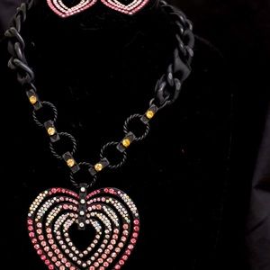 Betsey Johnson Rhinestone Necklace and Earrings